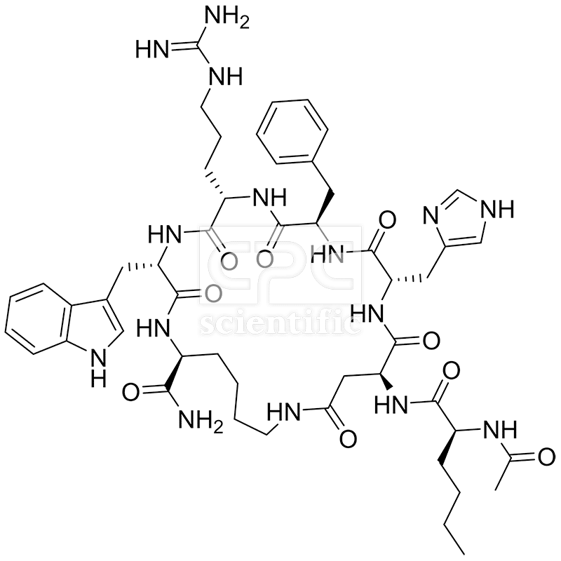 (Ac-Nle4, Asp5, DPhe7, Lys10)-Cyclo-alpha-MSH (4-10) amide, MTII