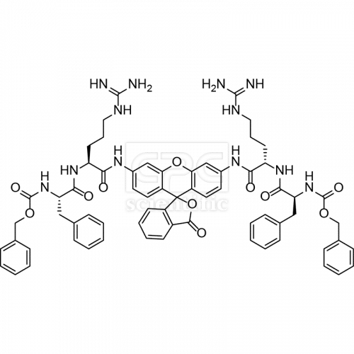 Rhodamine 110, bis-(CBZ-L-phenylalanyl-L-arginine amide)