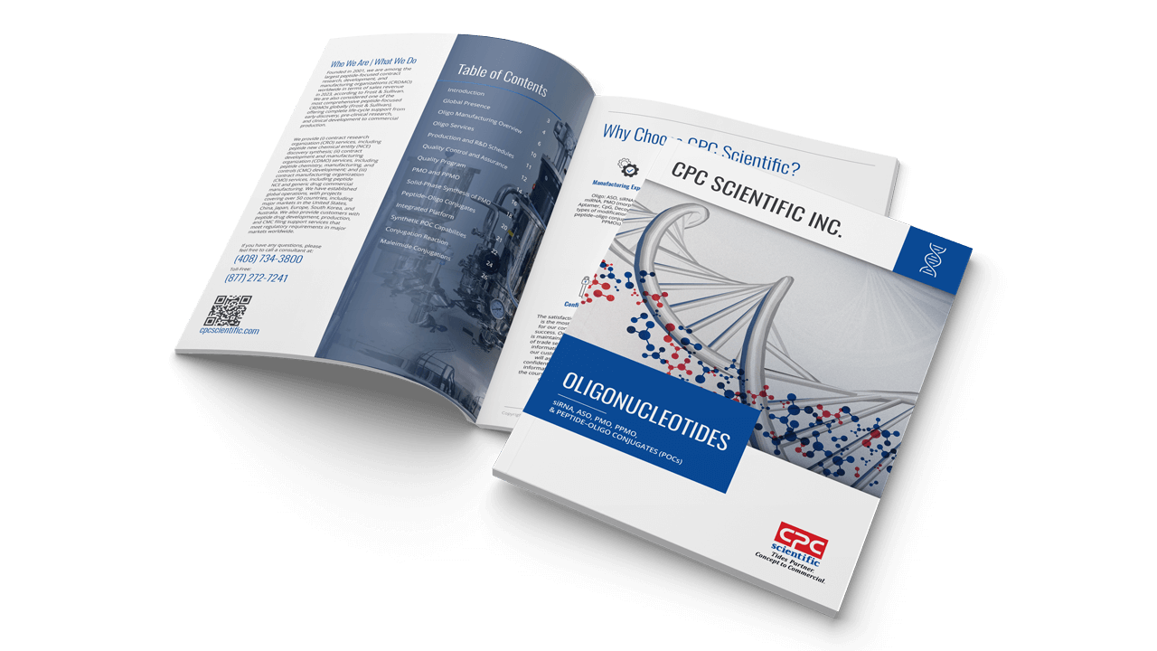 GMP Oligonucleotide Manufacturing Brochure from integrated peptide and oligonucleotide CDMO CPC Scientific